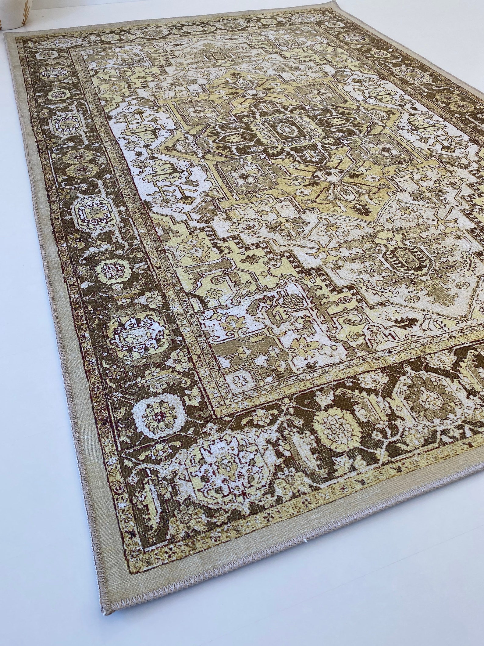 Large Green Rug Persian Rug Heriz Rug Washable Rug 5x7 Etsy