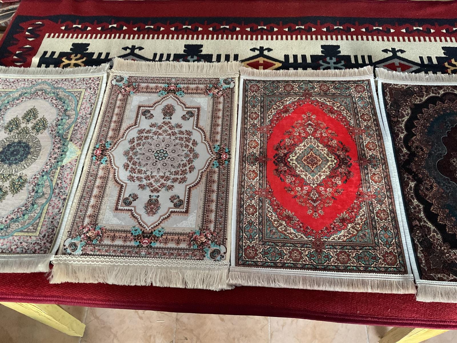 小さなコットンラグ：マルチカラーの洗えるトルコ製ラグ（1 x 2