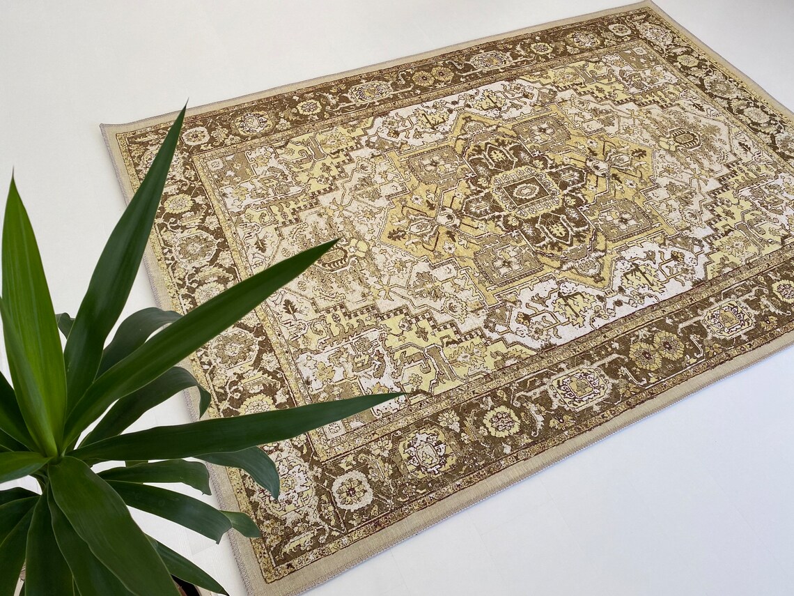 Large Green Rug Persian Rug Heriz Rug Washable Rug 5x7 Etsy