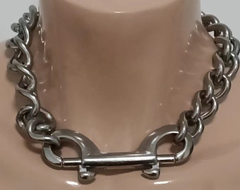 Collier chaîne torsadée en acier inoxydable | Gros bijoux en argent robustes, Queer, Punk, Gothique, Alternative, Grunge, Industriel, Emo