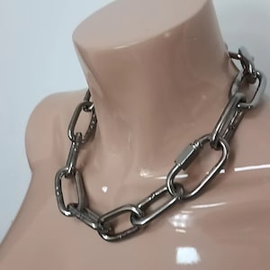 Chain Choker Chain Necklace | Heavy Duty Chunky Silver Thick Queer Nonbinary Jewelry, Punk, Goth, Alternative, Grunge, Industrial, Emo