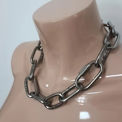 Chain Choker Chain Necklace | Heavy Duty Chunky Silver Thick Queer Nonbinary Jewelry, Punk, Goth, Alternative, Grunge, Industrial, Emo