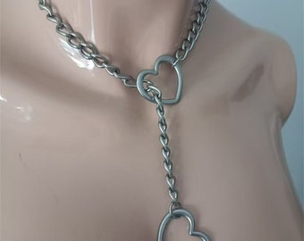 Collar de cadena con forma de corazón: cadena de acero inoxidable, estilo gótico Y2K