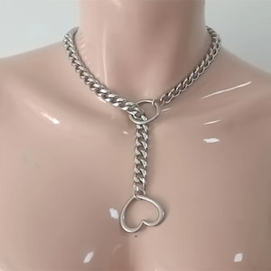 Heart and O-ring Slip Chain Necklaces Chain Choker image 3