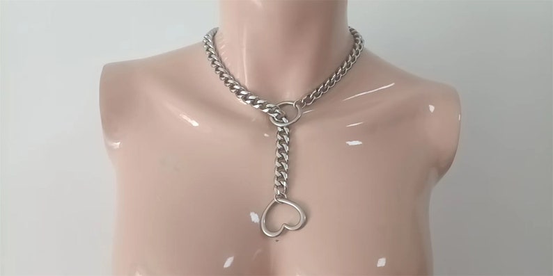 Heart and O-ring Slip Chain Necklaces Chain Choker image 3