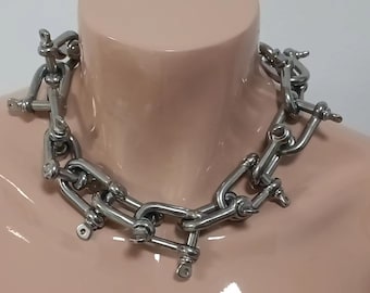 Tour de cou ancre | Collier ras de cou, fermoir, clip homard, chaîne, tour de cou, collier, anneaux brisés, grunge, gothique, punk, rock, industriel, alternatif