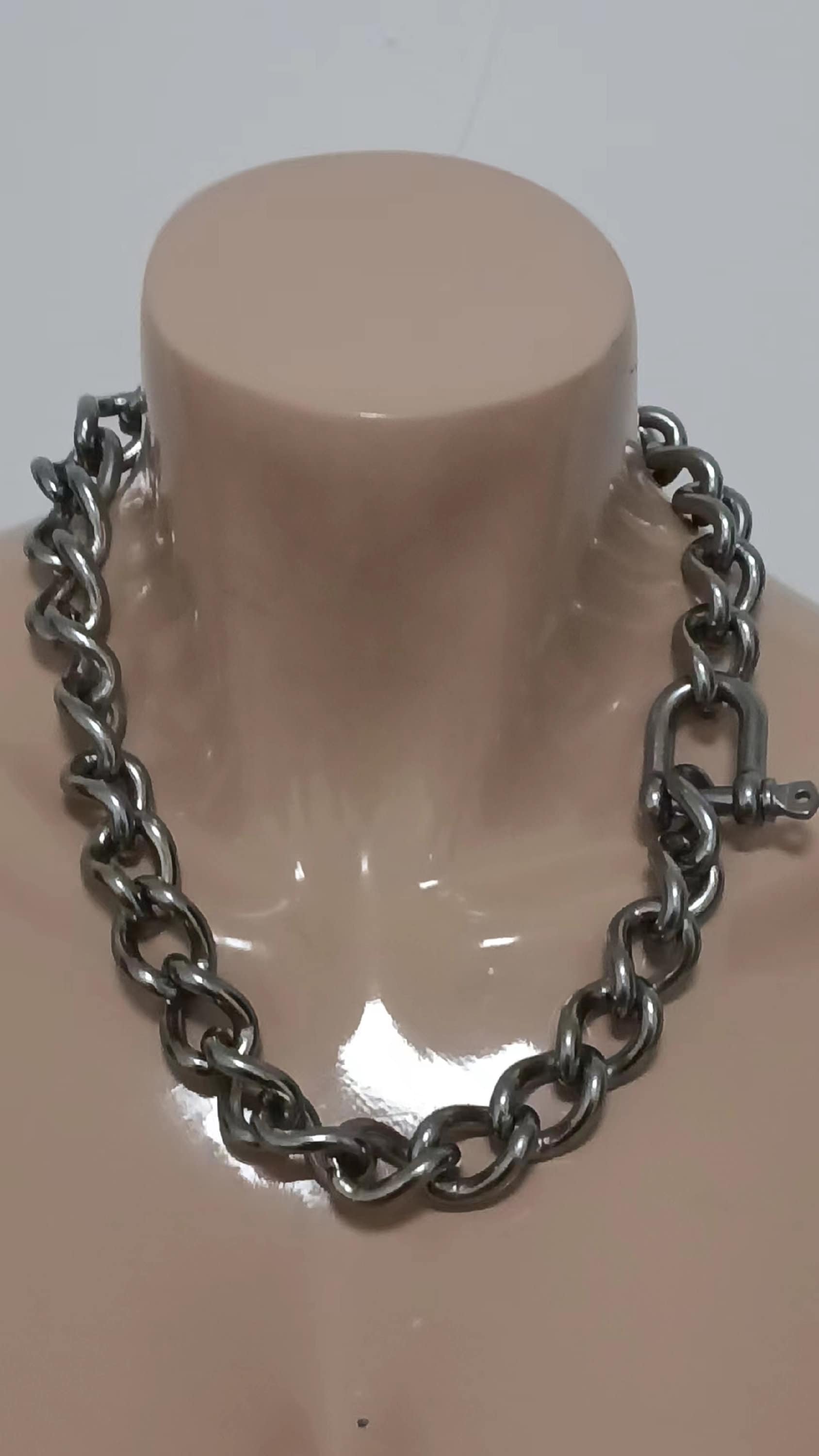 Chain Choker Chunky Choker Necklace ,curb twist , stainless steel chain, silver , grunge, goth, punk, rock, , industrial, CUSTOME GIFT