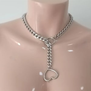 Heart and O-ring Slip Chain Necklaces Chain Choker image 1