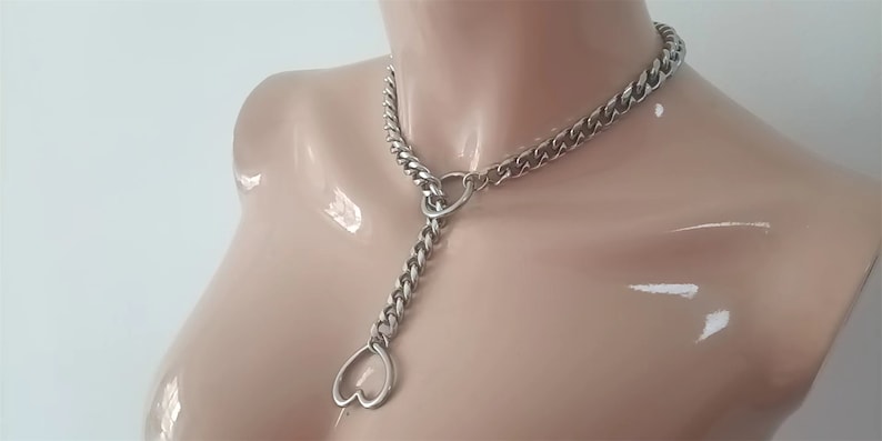 Heart and O-ring Slip Chain Necklaces Chain Choker image 4