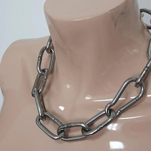 Chain Choker  Chunky Choker , Heavy Shiny Stainless Steel Necklace for Egirl, Grunge, Goth, Punk, Rock, Alternative, and Industrial Styles