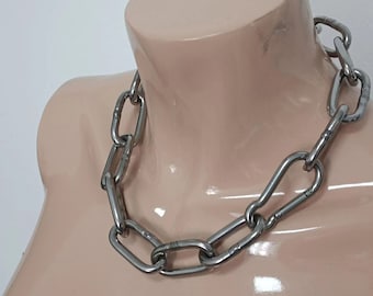 Chain Choker  Chunky Choker , Heavy Shiny Stainless Steel Necklace for Egirl, Grunge, Goth, Punk, Rock, Alternative, and Industrial Styles