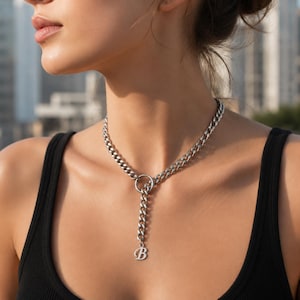 Personalisierte Initial Halskette für Frauen, Silber Buchstabe Halskette, Benutzerdefinierte Monogramm Schmuck, Geschenk für Sie, Edelstahl Kettenhalskette