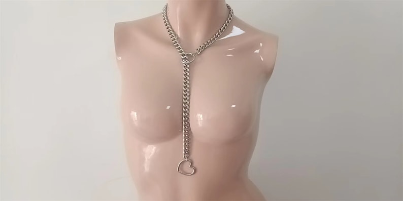 Heart and O-ring Slip Chain Necklaces Chain Choker image 5