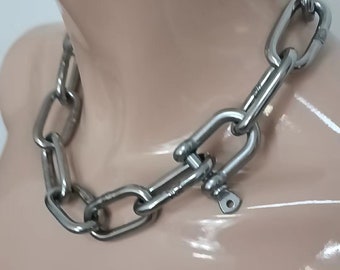 Gargantilla de cadena gruesa de acero inoxidable: collar industrial resistente