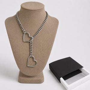 Day collar Slip chain choker | Heart Choker Necklace | Nickel Free alloy+Stainless Steel  | Heart Chain heart necklace choker collar