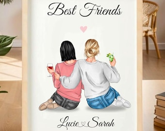 Best friend poster, best friend gift, personalized friend poster, personalized friend gift, friends poster, sister poster