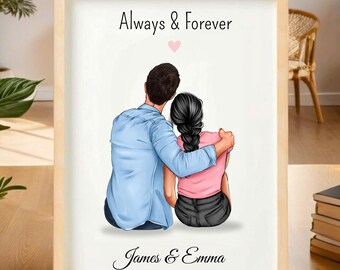 Personalized Couple Print, Personalized Couple Portrait, Valentine's Gift for him, Personalized Couple Gift, Personalized Couple Poster