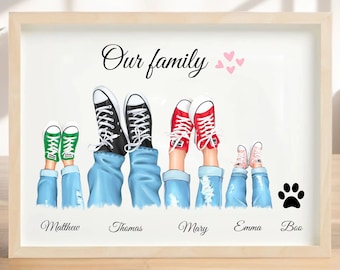 Custom Family Print, Custom Family Gift, Custom Family Portrait, Family Shoes, Personalized Family Print, Personalized Family Portrait