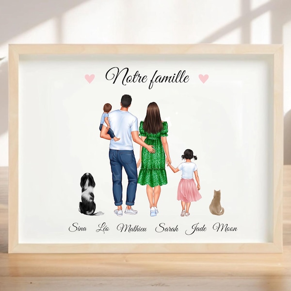 Gepersonaliseerde familieposter, gepersonaliseerd cadeau, origineel cadeau, gepersonaliseerd familieportret, familielijst, familie schilderij
