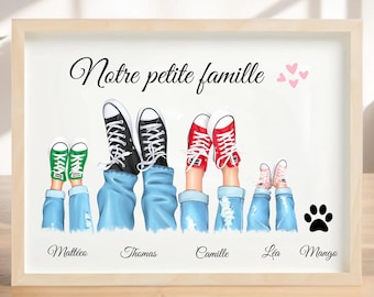 Personalized family shoe poster, personalized family frame, family portrait, family picture