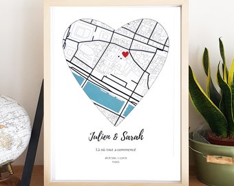 Personalized couple poster, personalized Valentine's Day, men's Valentine's Day gift, meeting place poster, personalized frame