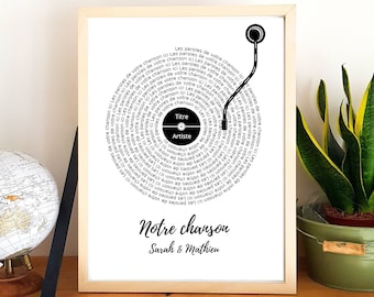 Vinyl poster, personalized couple poster, personalized music poster, personalized frame