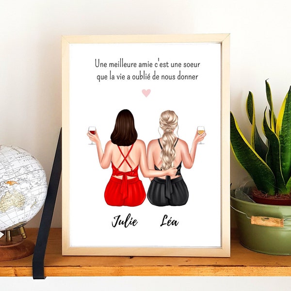 Affiche meilleure amie, affiche personnalisé amie, cadeau amie personnalisé, affiche amis, affiche amie, cadeau amie femme, affiche amitié