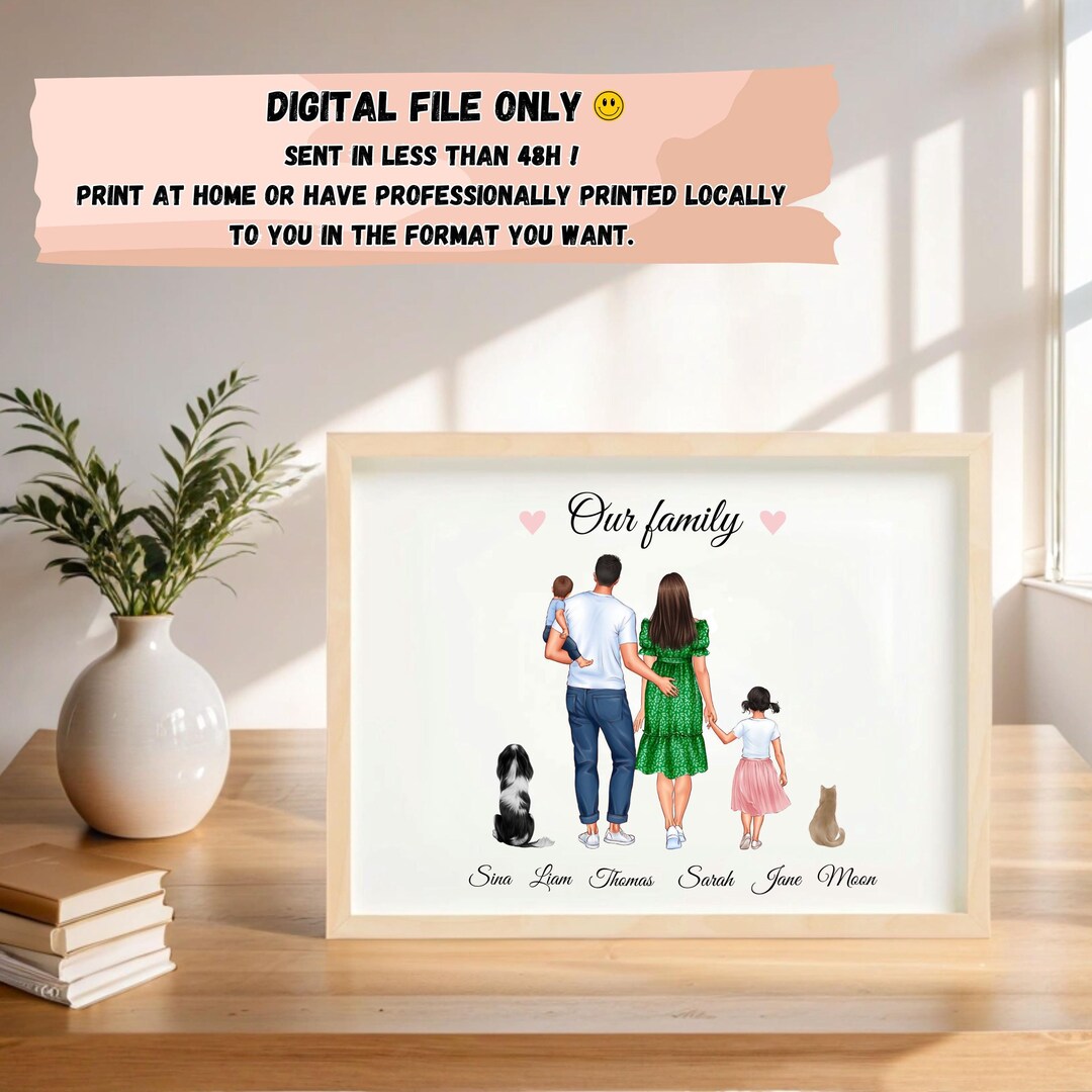 Custom Family Portrait, Personalized Family Portrait, Custom Christmas ...