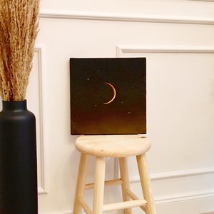 Dark space landscape painting on canvas moonlight minimalistic art moody cosmic gift home wall decoration livingroom decor starry night sky image 2