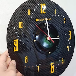 Modern Wall Clock - Carbonfiber in brake disc style