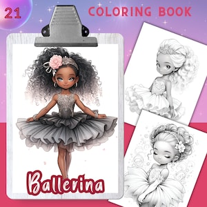 Coloring Book, BALLERINAS, 21 Coloring pages for adults and kids, coloring sheets, 8.5x11 and A4 Size, PDF, Instant Download