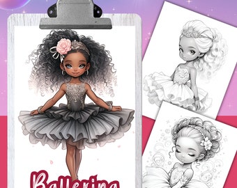 Coloring Book, BALLERINAS, 21 Coloring pages for adults and kids, coloring sheets, 8.5x11 and A4 Size, PDF, Instant Download