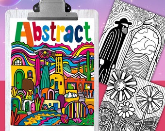 ABSTRACT, 44 Coloring Pages, Coloring book for adults and kids, Stress Relief, 8.5x11 Size, Mindfulness, PDF