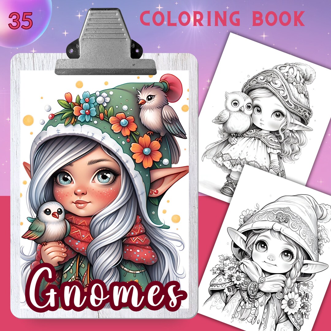 GNOMES Coloring Book, 35 Coloring Pages for Adults and Kids, Coloring ...