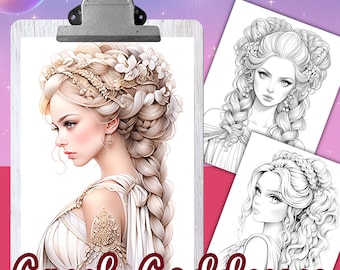 GREEK GODDESSES Coloring Book, 34 Coloring pages for adults and kids, coloring sheets, 8.5x11 and A4 Size, PDF, Instant Download