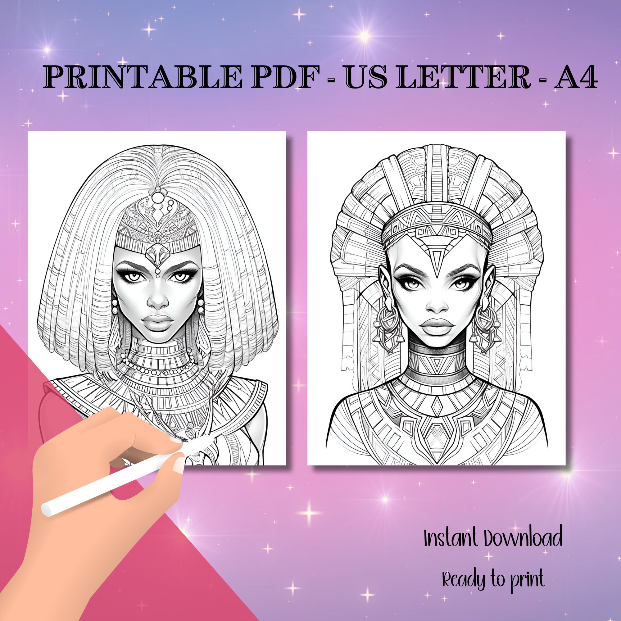 EGYPTIAN INSPIRATION- 26 Coloring Pages, Coloring Book for Adults and ...