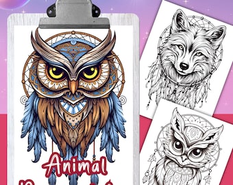 Kolorowanka, ZWIERZĘCY ŁAPAC SNÓW, Relaksujące i inspirujące wzory na stres i uważność, 23 wyjątkowe ilustracje, 8,5 x 11 cali i A4
