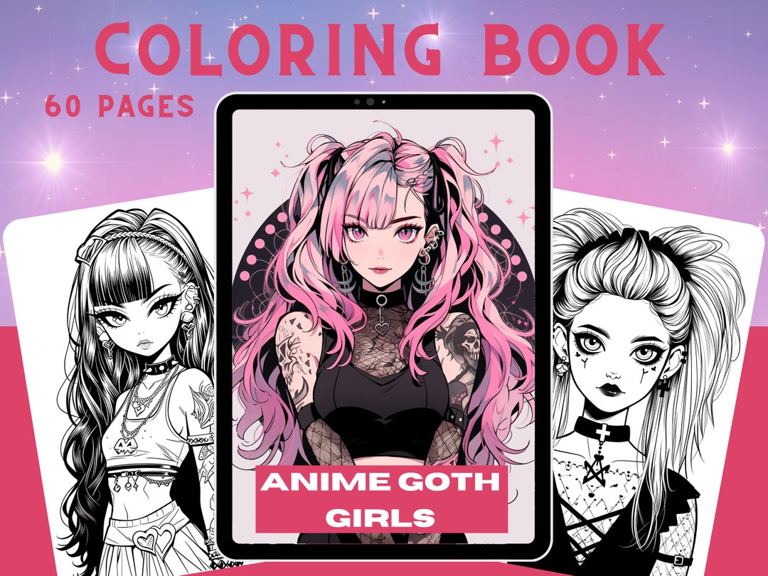 Anime Goth Girls Coloring Book 60 Coloring Pages for Adults - Etsy