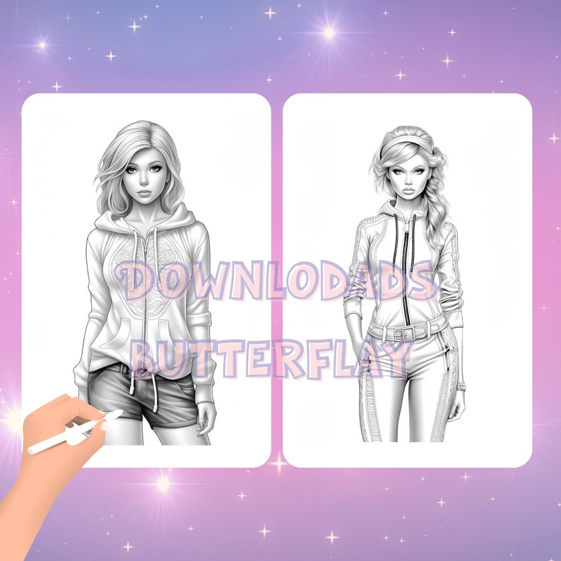 Sport Fashion, 40 Coloring Pages, Coloring Book for Adults, Grayscale ...