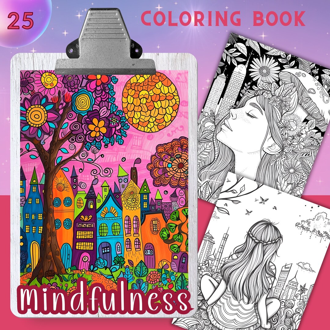 MINDFULNESS Coloring Book, 25 Coloring Pages for Adults, Coloring ...