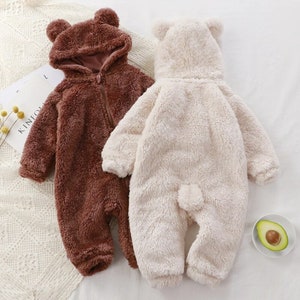 Cute Baby fluffy Bear Hooded Jumpsuit Toddlers, Baby Romper, Baby Boy ...