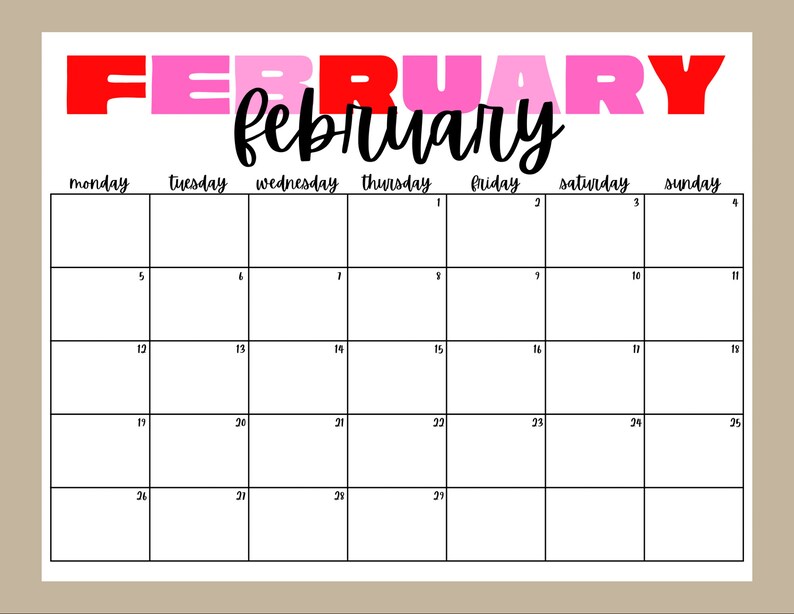 2024 Calendar With Color 2024 Monthly Planner Landscape Simple Color ...