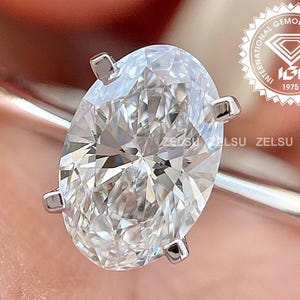 1 to 3 carat Oval Lab Grown Diamond Wedding Ring, D/VS1 Lab Created Diamond Oval Engagement Ring, Anniversary Gift for Her, Solitaire Ring