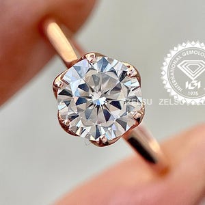 2 CT Round Cut Lab Diamond Solitaire Engagement Ring, Six Prong Set Conflict Free Diamond Ring, CVD Diamond Wedding Ring For Bride
