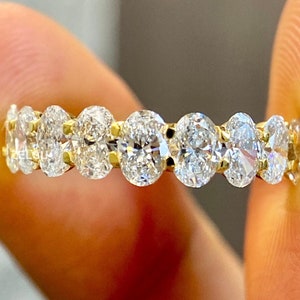 1.65 Ct Oval Lab Grown Diamond Eternity Band, 14K Gold Wedding Ring