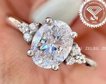 Oval Diamond Ring in Yellow Gold, 1 to 2 carat Lab Grown Diamond Engagement Ring, Wedding Ring for Her, Anniversary Gifts, Rings for Women