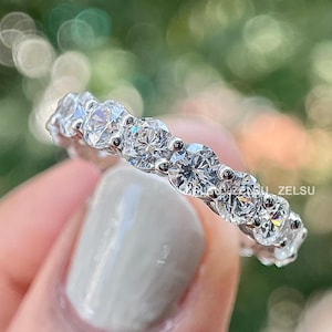 3.50 MM Round Brilliant Cut Lab Grown Diamond Band, Lab Diamond Wedding Band, Wedding Eternity Band, Gift for Her, Diamond Ring for Women
