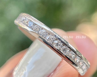1.80 MM Each Round Eco Friendly Diamond Stackable Band / IGI Lab Grown Round Cut Diamond Channel Set Band, 14K Gold CVD Diamond Wedding Band