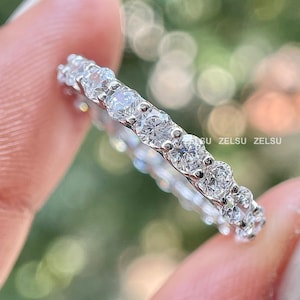 Lab Diamond Wedding Band, 3.50 MM Round Brilliant Cut Lab Grown Diamond Band, Wedding Eternity Band, Gift for Her, Diamond Ring for Women