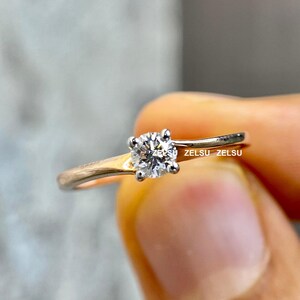 Dainty Ring, Real Diamond Ring, 14K Gold Diamond Ring, Minimalist Diamond Ring, Stacking Ring, Tiny Diamond Ring